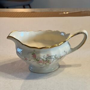 Sovereign Canada British Empire made Floral Porcelain Gravy Boat with Gold Trim